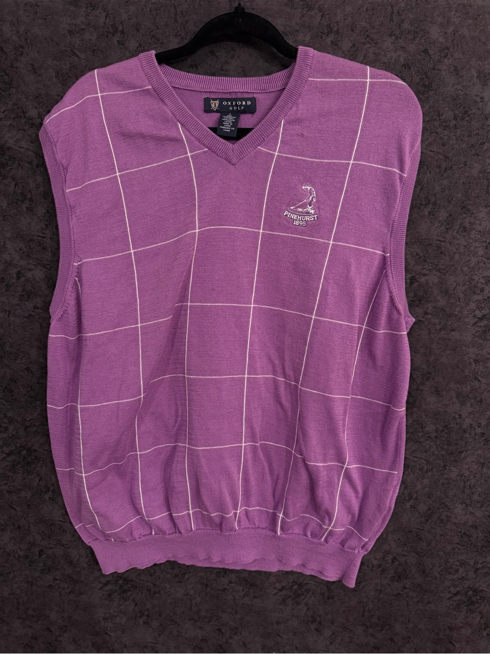 Oxford Lavender Windowpane V-Neck Sweater Vest